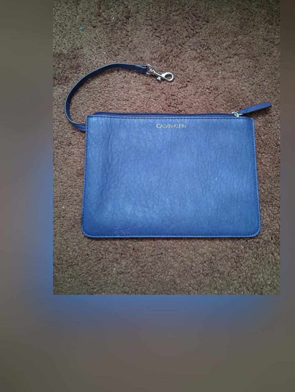 Calvin Klein Blue Leather Wristlet Clutch